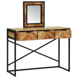 Berkfield Home Dressing Table with Mirror 100x40x120 cm Solid Wood Acacia in Brown - Size: 100 x 40 x 120 cm - thumbnail 4