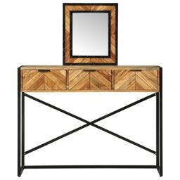 Berkfield Home Dressing Table with Mirror 100x40x120 cm Solid Wood Acacia in Brown - Size: 100 x 40 x 120 cm - thumbnail 5