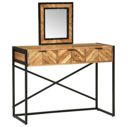 Berkfield Home Dressing Table with Mirror 100x40x120 cm Solid Wood Acacia in Brown - Size: 100 x 40 x 120 cm - thumbnail 3