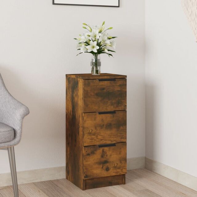 Berkfield Home Sideboard Smoked Oak 30x30x70 cm Engineered Wood in Brown - Size: 30 x 30 x 70 cm - image 1