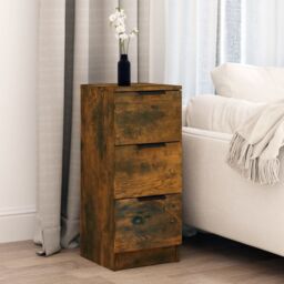 Berkfield Home Sideboard Smoked Oak 30x30x70 cm Engineered Wood in Brown - Size: 30 x 30 x 70 cm - thumbnail 3