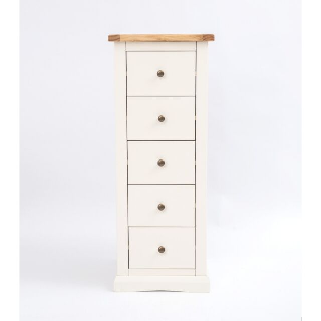 Cabinet Bits Castelli 5 Drawer Narrow Chest of Drawers Brass Knob in Off-White - image 1