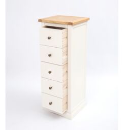 Cabinet Bits Castelli 5 Drawer Narrow Chest of Drawers Brass Knob in Off-White - thumbnail 4