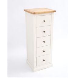 Cabinet Bits Castelli 5 Drawer Narrow Chest of Drawers Brass Knob in Off-White - thumbnail 3