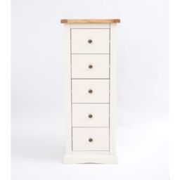 Cabinet Bits Castelli 5 Drawer Narrow Chest of Drawers Brass Knob in Off-White