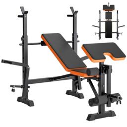 Nordara Adjustable Weight Bench Press Set with Squat Rack in Black - Size: 0-12 m - thumbnail 1
