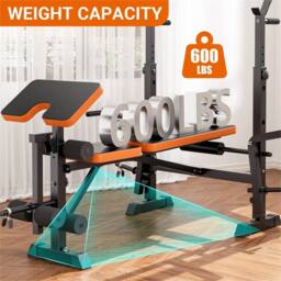 Nordara Adjustable Weight Bench Press Set with Squat Rack in Black - Size: 0-12 m - thumbnail 6