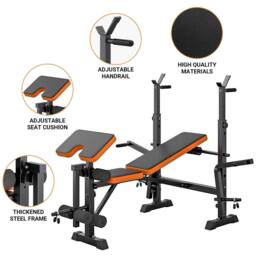 Nordara Adjustable Weight Bench Press Set with Squat Rack in Black - Size: 0-12 m - thumbnail 3