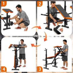 Nordara Adjustable Weight Bench Press Set with Squat Rack in Black - Size: 0-12 m - thumbnail 4