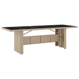 Berkfield Home Garden Table with Glass Top Beige Poly Rattan&Tempered Glass - thumbnail 5