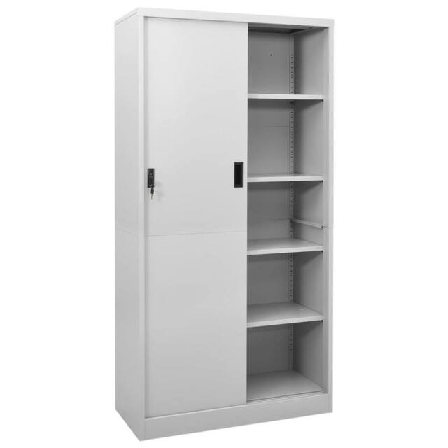 Berkfield Home Office Cabinet with Sliding Door Light Grey 90x40x180 cm Steel - Size: 90 x 40 x 180 cm - image 1