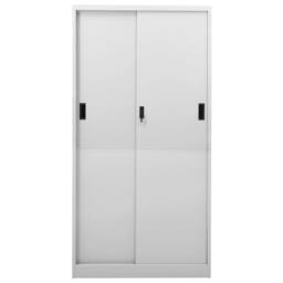 Berkfield Home Office Cabinet with Sliding Door Light Grey 90x40x180 cm Steel - Size: 90 x 40 x 180 cm - thumbnail 4