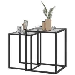 FURNOS Set Of 2 Nesting Side End Coffee Tables With Tempered Glass Top in Black - thumbnail 6
