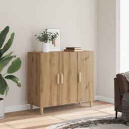 Berkfield Home Sideboard Artisan Oak 90x34x80 cm Engineered Wood in Brown - Size: 90 x 34 x 80 cm - thumbnail 2
