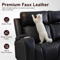 Furniture 786 Florida Electric Leather 3+2 Seater Sofa Set Suite in Black - thumbnail 4