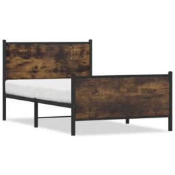 Berkfield Home Metal Bed Frame without Mattress Smoked Oak 100x190 cm in Brown - thumbnail 2