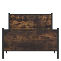 Berkfield Home Metal Bed Frame without Mattress Smoked Oak 100x190 cm in Brown - thumbnail 5