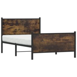 Berkfield Home Metal Bed Frame without Mattress Smoked Oak 100x190 cm in Brown - thumbnail 4