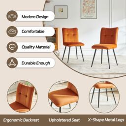 Dark Walnut Round Dining Table with 2 Green Velvet Dining Chairs Set - thumbnail 4