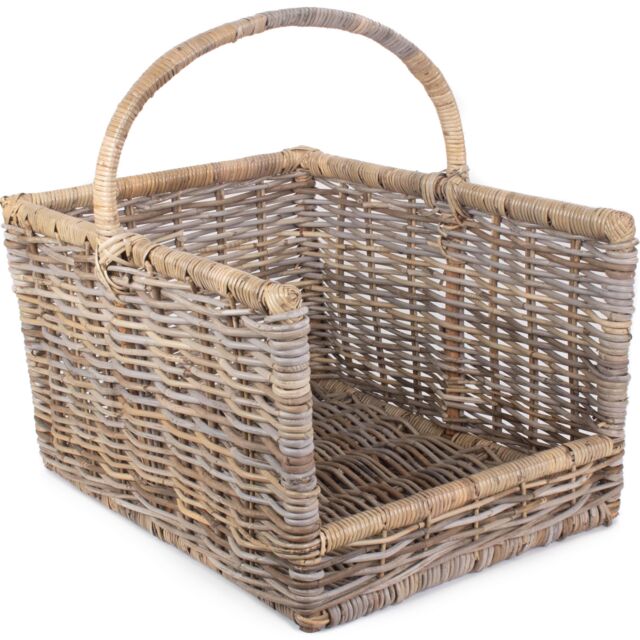 Rattan Kubu Grey Rattan Open Ended Log Basket