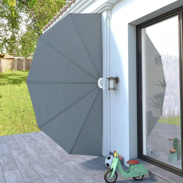 Berkfield Home Durable Collapsible Terrace Side Awning Grey 200 cm - image 1