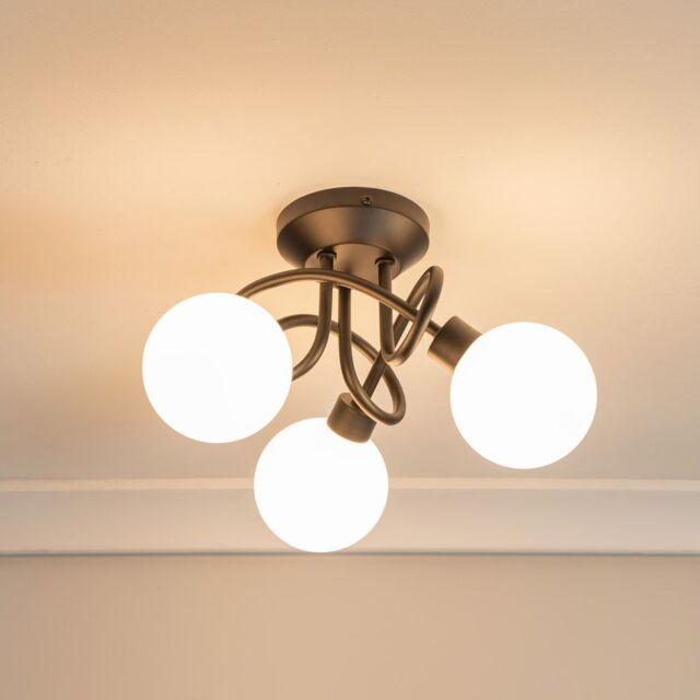 ValueLights Velika 3 Way Opaque Flush Ceiling Light in Black - image 1