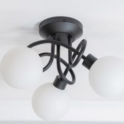 ValueLights Velika 3 Way Opaque Flush Ceiling Light in Black - thumbnail 3