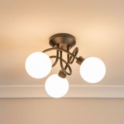 ValueLights Velika 3 Way Opaque Flush Ceiling Light in Black - thumbnail 1