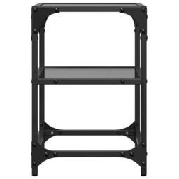 Berkfield Home Coffee Tables with Black Glass Top 2 pcs 30x30x45 cm Steel - Size: 30 x 30 x 45 cm - thumbnail 4