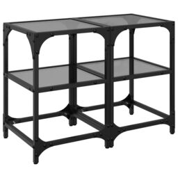 Berkfield Home Coffee Tables with Black Glass Top 2 pcs 30x30x45 cm Steel - Size: 30 x 30 x 45 cm - thumbnail 2