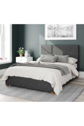 Aspire Garland Upholstered Ottoman Storage Bed, Saxon Twill Fabric in Charcoal - Size: Double - thumbnail 1