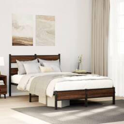 Berkfield Home Bed Frame without Mattress Brown Oak 120x200 cm Engineered Wood - Size: Small Double - thumbnail 2