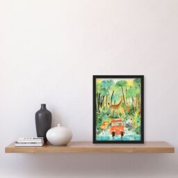 "Artery8 Jungle Safari Adventure Animals Kids Bedroom Nursery Giraffe Lion Watercolour Artwork Art Print Framed Poster Wall Decor - Size: W12"" x H16""" - thumbnail 4
