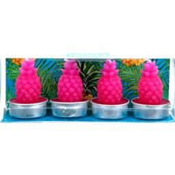 VFM e-Store Scented Tealights Tropical Pineapple Multipack (4 pack)Candles Gifts in Pink