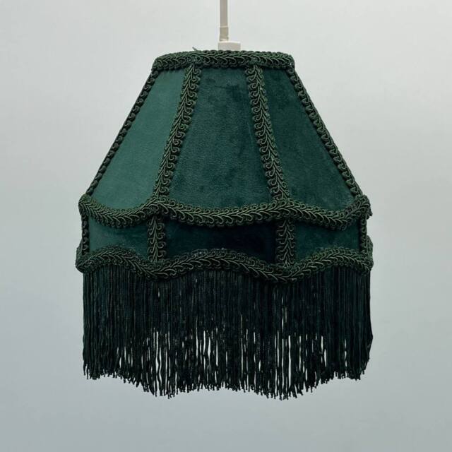 K LIVING Tassle 8 Inch Dark Green Traditional Shade with Tassels - image 1