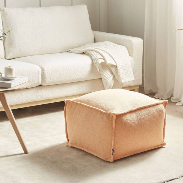 Wyld and Coco Orange Square Pouffe - Removable Cotton Cover EPS Ball Filling - image 1