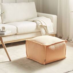 Wyld and Coco Orange Square Pouffe - Removable Cotton Cover EPS Ball Filling - thumbnail 1