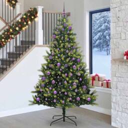 Berkfield Home Realistic Artificial Hinged Christmas Tree 300 LEDs Green 240 cm - thumbnail 2