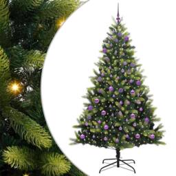 Berkfield Home Realistic Artificial Hinged Christmas Tree 300 LEDs Green 240 cm - thumbnail 3