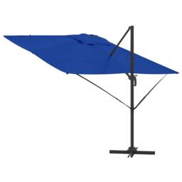Berkfield Home Cantilever Roma Parasol Azure Blue 286x285x265 cm Aluminium - Size: 286 x 285 x 265 cm - thumbnail 8