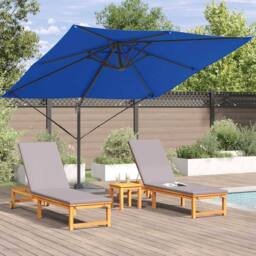 Berkfield Home Cantilever Roma Parasol Azure Blue 286x285x265 cm Aluminium - Size: 286 x 285 x 265 cm - thumbnail 4