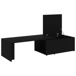 Berkfield Home Coffee Table Black 150x50x35 cm Engineered Wood - Size: 150 x 50 x 35 cm - thumbnail 6