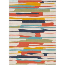 Livabliss City-Modern Orange Yellow Grey Living Dining Bedroom Rug in Coral - Size: 60 cm x 90 cm - thumbnail 2
