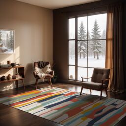 Livabliss City-Modern Orange Yellow Grey Living Dining Bedroom Rug in Coral - Size: 60 cm x 90 cm - thumbnail 9