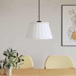 Berkfield Home Ceiling Lamp Shade White √ò50x30 cm Wicker - Size: 50x30 cm - thumbnail 2