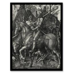 Artery8 Albrecht Durer Knight Death & the Devil Framed Art Picture Print in Grey - Size: A4 - thumbnail 1
