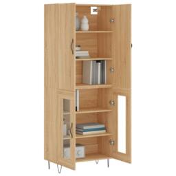 Berkfield Home Highboard Sonoma Oak 69.5x34x180 cm Engineered Wood in Light Tan - thumbnail 3