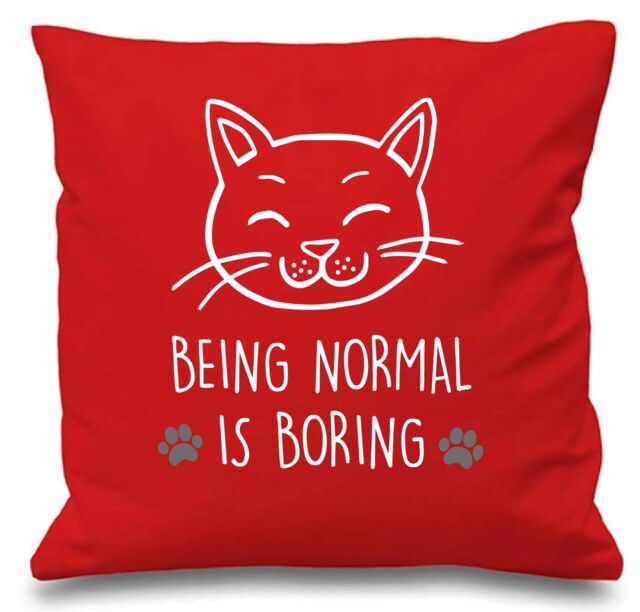 "60 SECOND MAKEOVER Red Cushion Cover Being Normal Is Boring 16"" x 16"" Mum Friend Gift Decorative - Size: 40 cm x 40 cm"