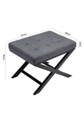 Living and Home Black Linen Breckin Dressing Footstool in Grey - thumbnail 6
