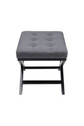 Living and Home Black Linen Breckin Dressing Footstool in Grey - thumbnail 3